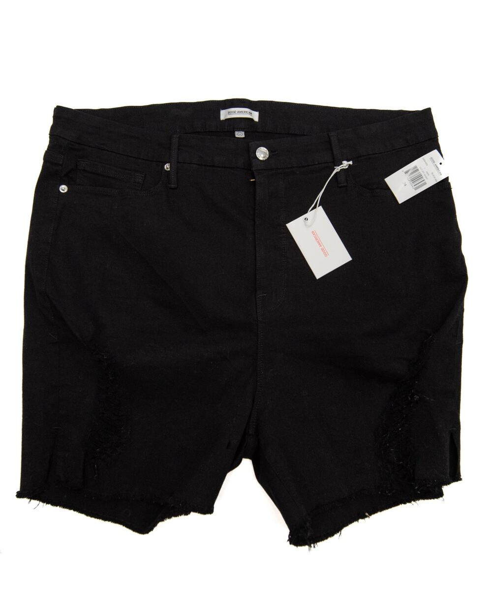 New Good American Black Cut Off Jean Shorts Plus Size 24